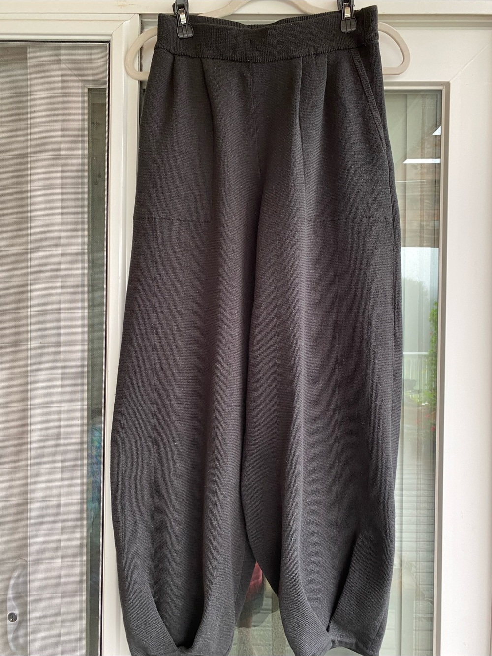 Free People beach Black Knit Wide-Leg Joggers